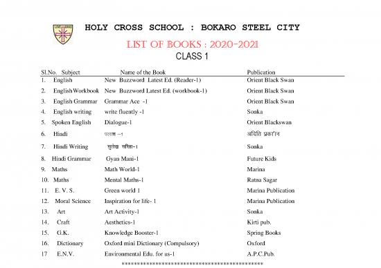 picture1_List Of Books I Xii 2020 21