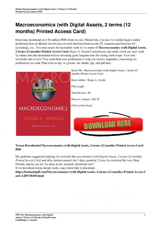 picture Macroeconomics Pdf 125351 | Macroeconomics With Digital Assets 2 Terms 12 Months Printed Access Card By Roger A Arnold