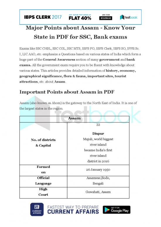 picture General Knowledge Pdf 122862 | Major Points About Assam