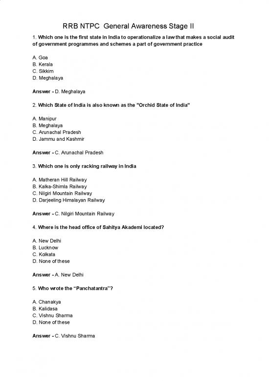 picture General Awareness Pdf 123519 | Rrb Ntpc General Awareness Stage Ii