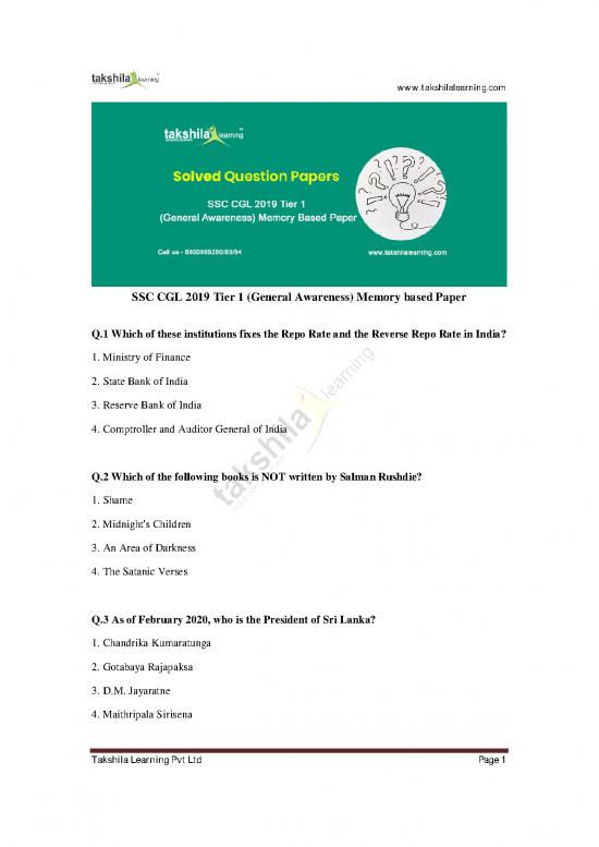 picture General Awareness Pdf 123764 | Ssc Cgl 2019 Tier 1 General Awareness Memory Based Paper