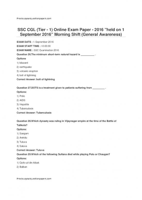 picture General Awareness Pdf 123625 | Ssc Cgl Tier 1 Exam Paper 2016 1 September 2016 Morning Shift General Awareness