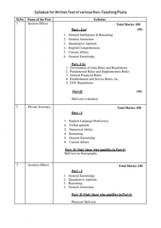 picture General Knowledge Pdf 123006 | Syllabus For Written Test Of Various Non Teaching Posts