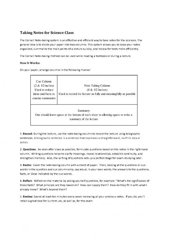 picture General Science Pdf 123706 | Taking Notes Handout