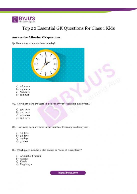 picture1_Top 20 Essential Gk Questions For Class 1 Kids