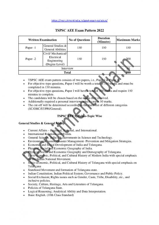 picture_Tspsc Assistant Executive Engineer Syllabus 2022