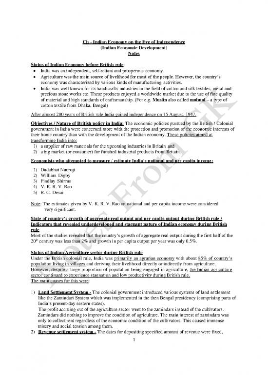 picture Notes On Indian Economy Pdf 125592 | 12 Economics Indian Economy On The Eve Of Independence 2021 22