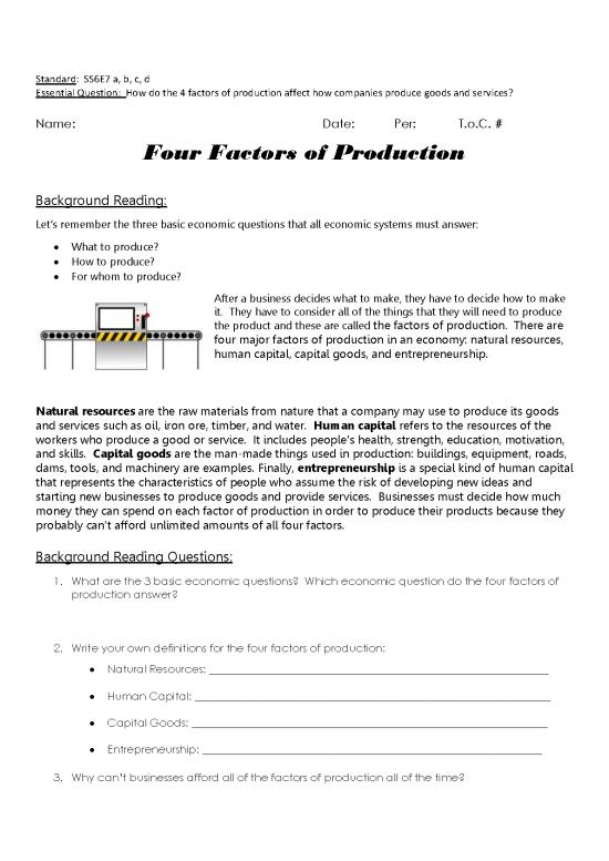 picture Factors Of Production Pdf 125554 | Four Factors Of Production