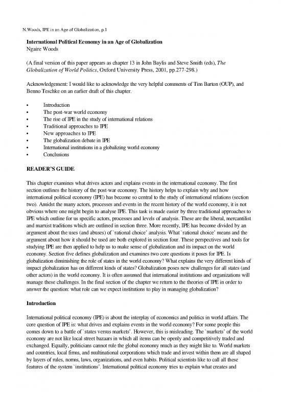 picture International Political Economy Pdf 127751 | International Political Economy In An Age Of Globalization, Woods, Ngaire