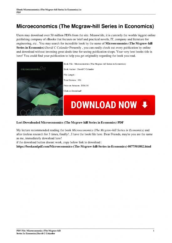 picture Economics Pdf 125456 | Microeconomics The Mcgraw Hill Series In Economics By David C Colander