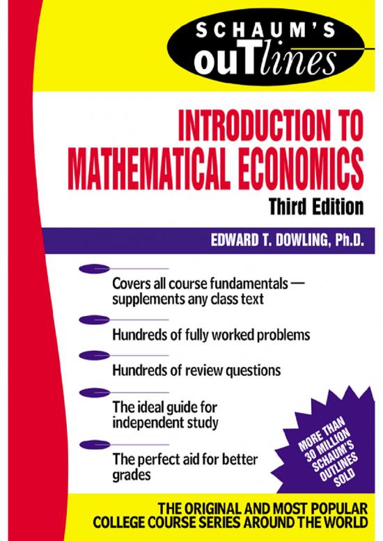 picture Calculus For Economics Pdf 127765 | Schaum&rsquo;s Outline  Introduction To Mathematical Economics By Edward Dowling