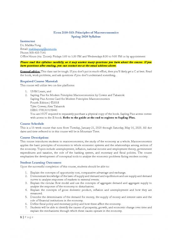 picture Macroeconomics Pdf 125639 | Sp20 Econ 2110 553 Pungm