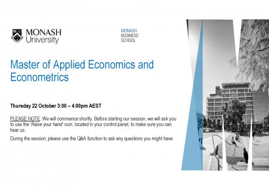 picture_Applied Economics Pdf 127144 | Study Economics Econometrics Monash Business School 22 Oct 2020 Presentation