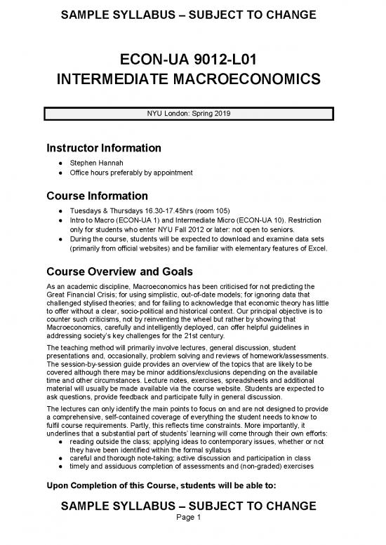 picture Intermediate Macroeconomics Pdf 127179 | Syl London Econ Ua9012l01 Hannah