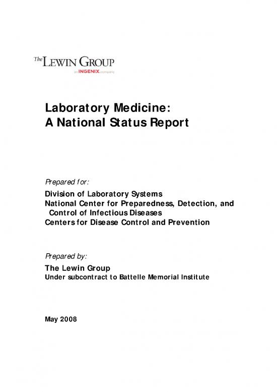 picture_2007 Status Report Laboratory Medicine   A National Status Report From The Lewin Group Updated 2008 9