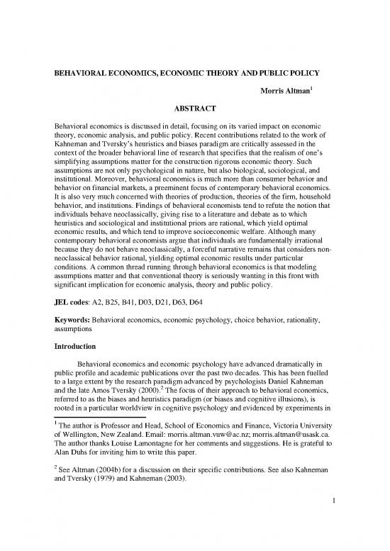 picture Behavioral Economics Pdf 129034 | 6 Atman   Behavioral Economics Economic Theory And Public Policy