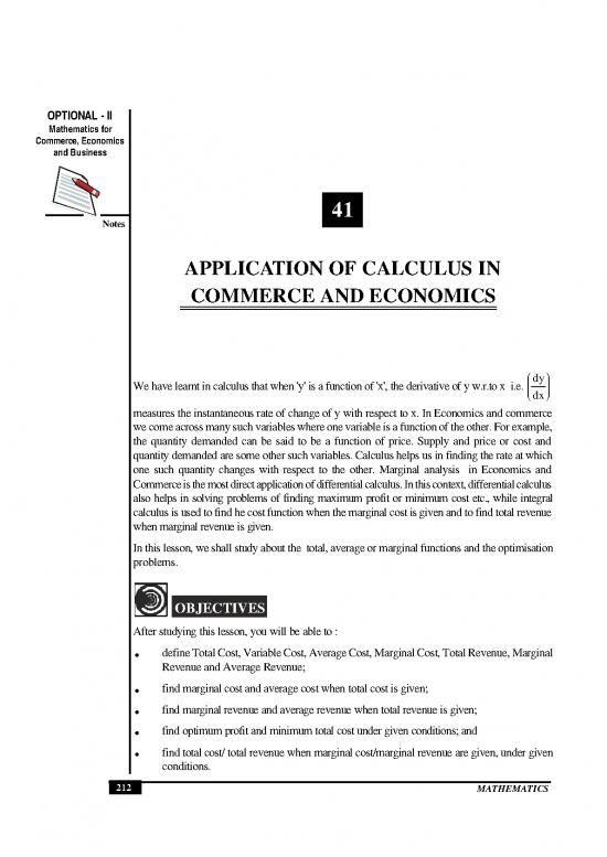 picture Economics Optional Notes Pdf 128485 | Applications Of Calculus In Economics