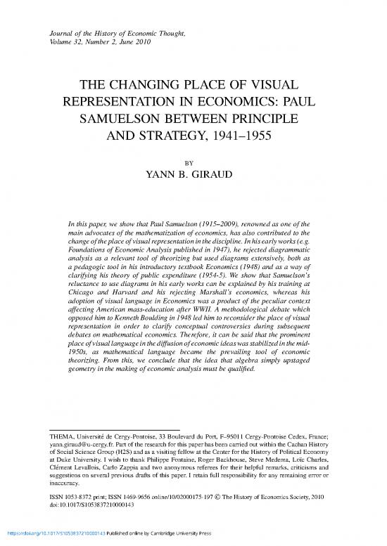 picture1_Div Class Title The Changing Place Of Visual Representation In Economics Paul Samuelson Between Principle And Strategy 1941 1955 Div