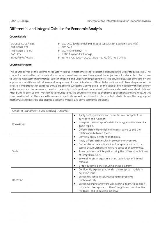 picture Calculus For Economics Pdf 128271 | Ecocal2 Coursesyllabus