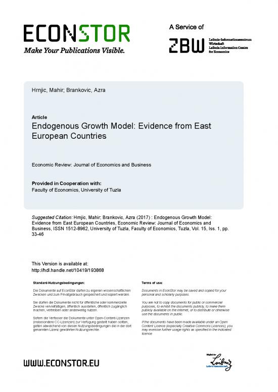 picture Endogenous Growth Theory Pdf 128697 | Econ Review V15 I1 P033 046