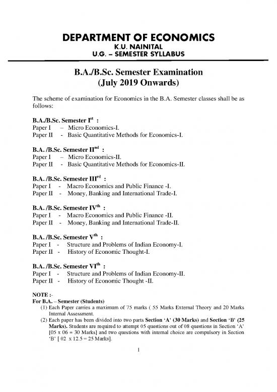 picture_Semester Syllabus For Ug Economis July 2019 Onwards