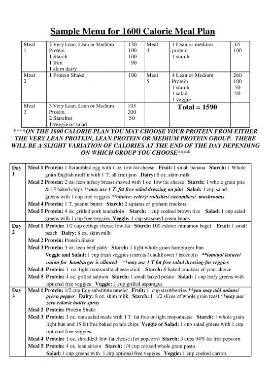 picture 1600 Calorie Meal Plan Pdf 131487 | 1600 Calorie Plan
