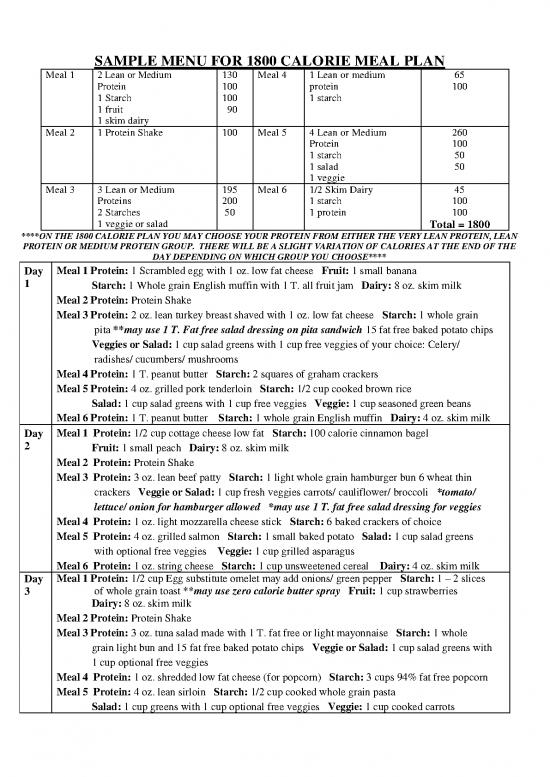 picture 1800 Calorie Meal Plan Pdf 131488 | 1800 Calorie Plan