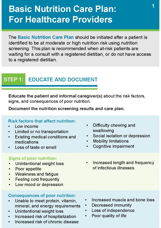 picture Basic Nutrition Pdf 132171 | Basic Nutrition Care Plan For Healthcare Providers V10