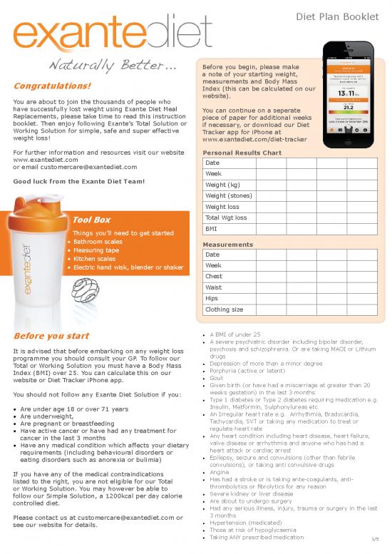 picture Diet Plan For Weight Loss Pdf 131217 | Exante Diet Plan Booklet