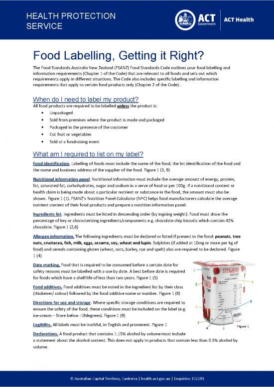 picture Food Labelling Pdf 132618 | Food Labelling Fact Sheet