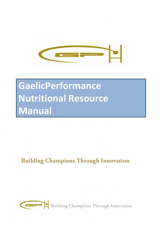 picture Nutrition Pdf 131507 | Gaelic Performance Nutrition Resource March 20131