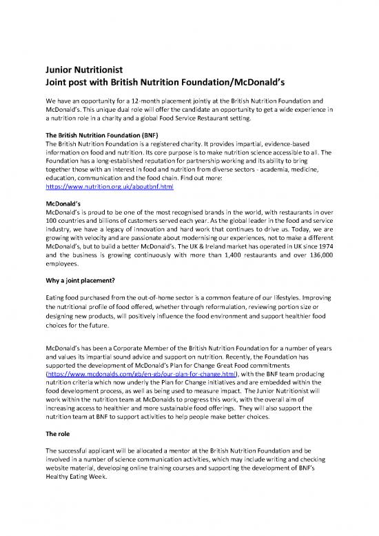 picture Nutrition Pdf 131391 | Junior Nutritionist Mcd And British Nutrition Foundation June 2022