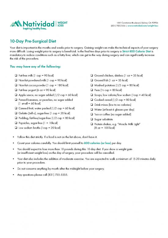 picture Diet Therapy Pdf 131377 | Natividad 11244 Preop Diet 10 Day All Procedures Eng Final 2018oct15