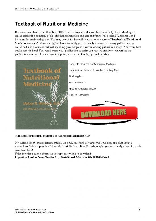 picture_Textbook Of Nutritional Medicine By Melvyn R Werbach Jeffrey Moss