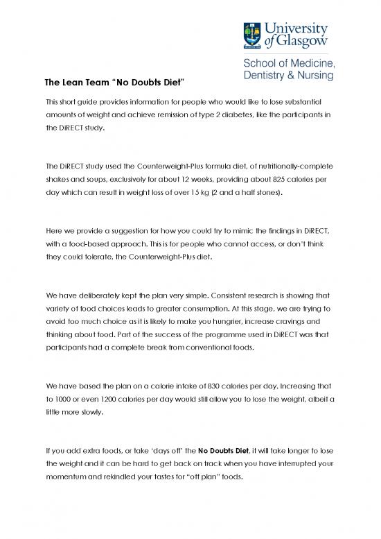 picture Diet Plan For Weight Loss Pdf 131304 | The Lean Team No Doubt Diet Plan