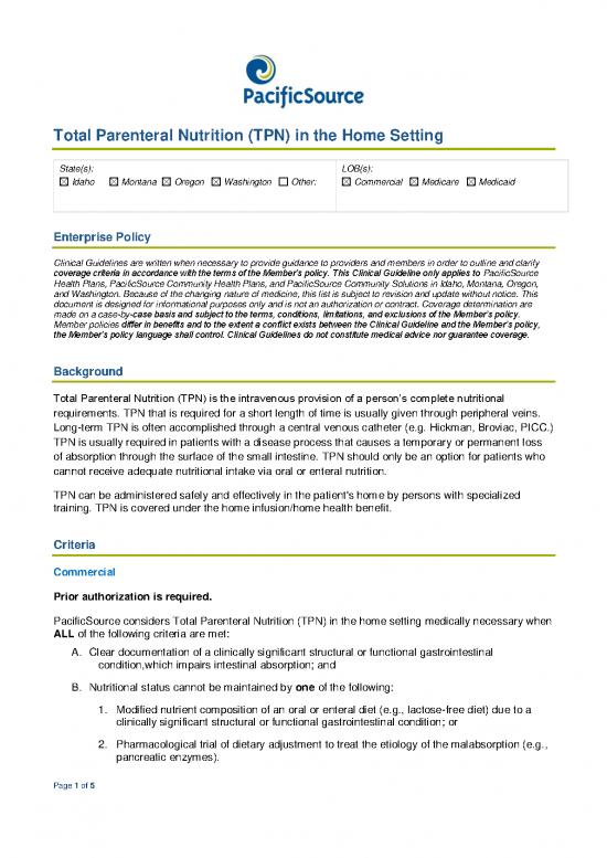 picture Total Parenteral Nutrition Pdf 132198 | Total Parenteral Nutrition (tpn) In The Home Setting