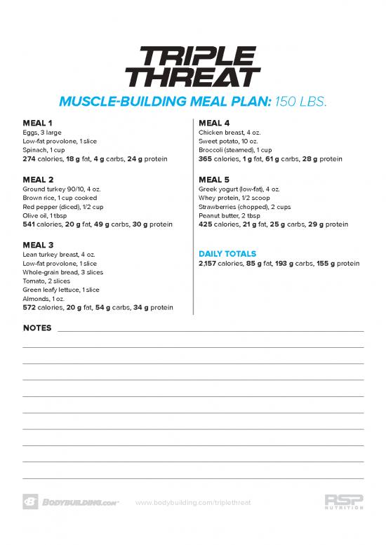 picture Muscle Building Meal Plan Pdf 131274 | Triple Threat Meal Plan 150lb Muscle Building Final
