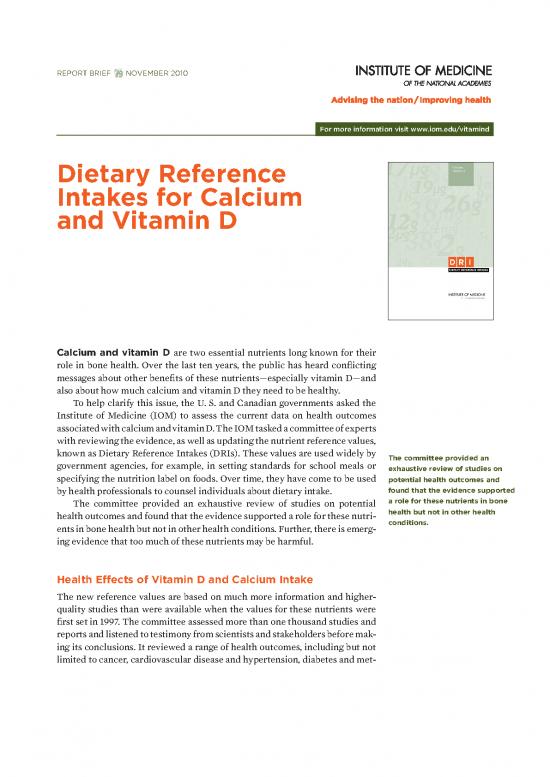 picture Dietary Reference Intakes Pdf 132722 | Vitamin D And Calcium 2010 Report Brief