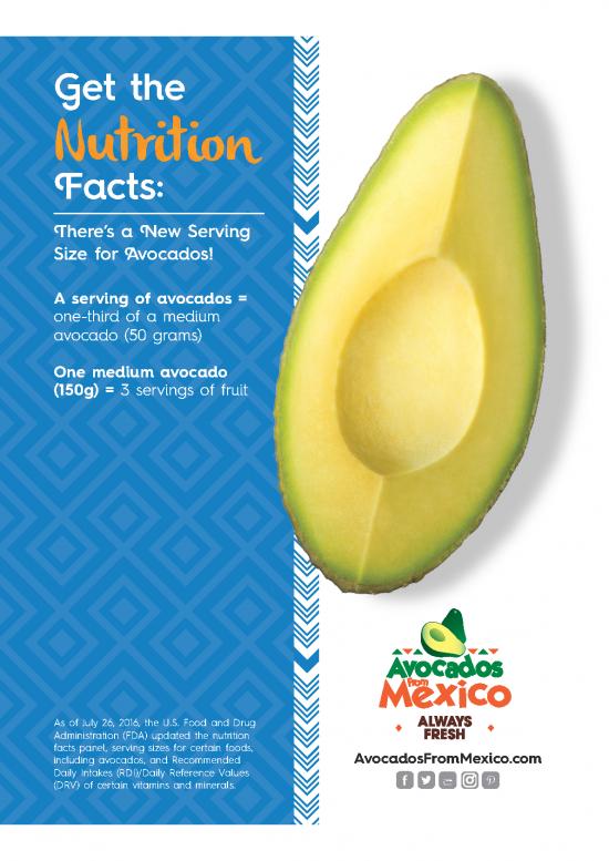 picture Nutrition Facts Label Pdf 134284 | Avocado Nutrition Facts Brochure