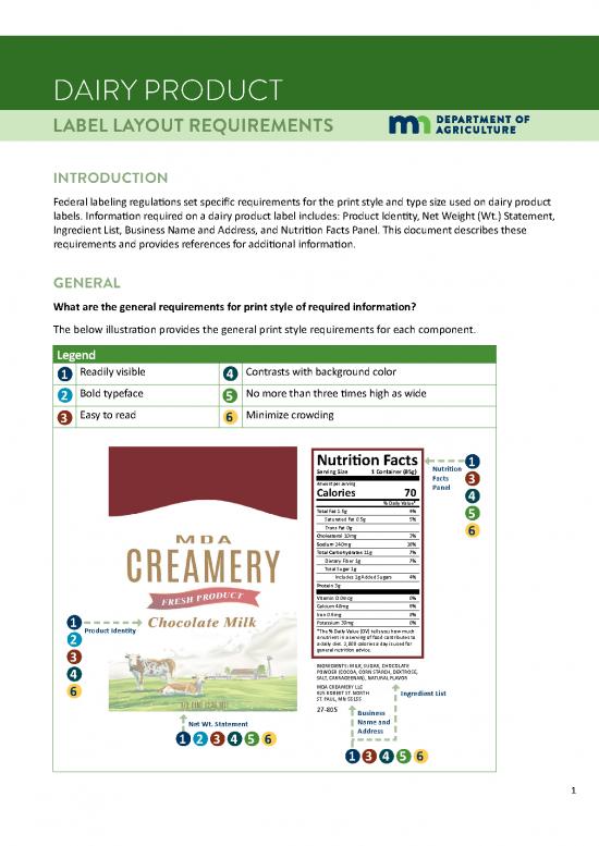 picture Nutrition Facts Label Pdf 133968 | Dairy Product Label Layout Requirements