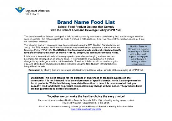 picture Community Nutrition Pdf 134140 | Docs Admin â™¯926204 V1 Word File Brand Name Food List Tuck Shop (2)