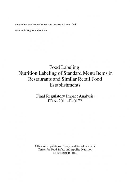 picture_Food Nutrition Pdf 134821 | Food Labeling  Nutrition Labeling Of Standard Menu Items In Restaurants And Similar Retail Food Establishments   Final Regulatory Impact Analysis