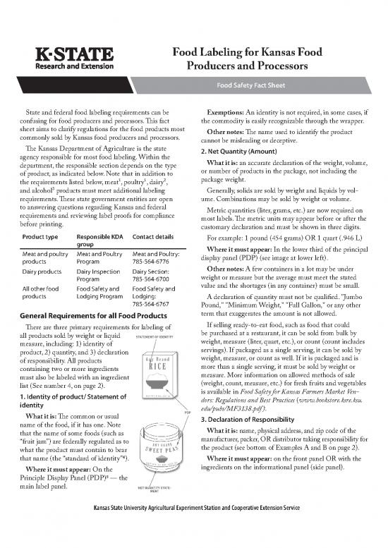 picture_Agriculture Pdf Notes 133703 | Food Labeling For Kansas Food Producers And Processors