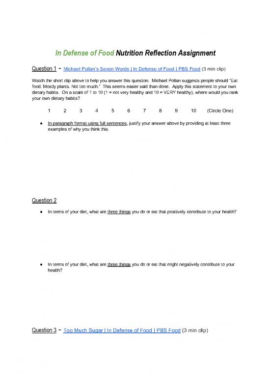 picture Nutrition Assignment Pdf 134947 | Gr9 Hp 24 Assessment Defense Of Food