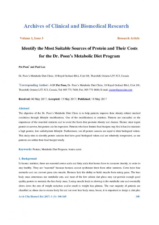 picture Diet Therapy Pdf 133624 | Identify The Most Suitable Sources Of Protein And Their Costs For The Dr Poons Metabolic Diet Program