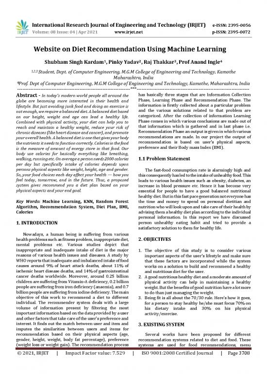 picture Diet Therapy Pdf 133851 | Irjet V8i4702