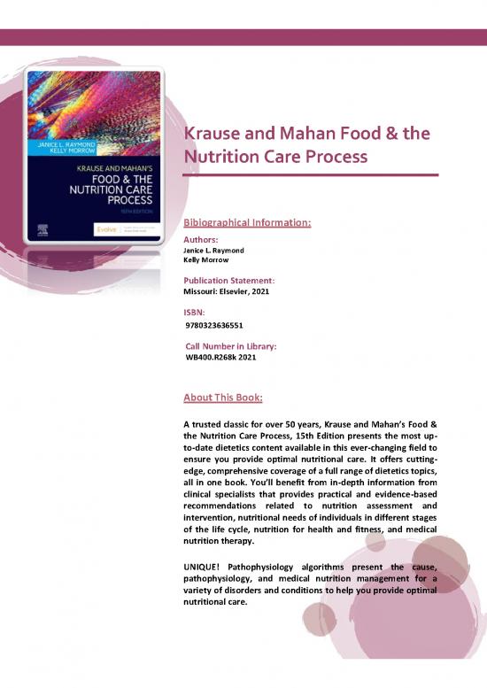 picture Krause Food & The Nutrition Care Process Pdf 135042 | Krause And Mahan Food & The Nutrition Care Process Book(1)