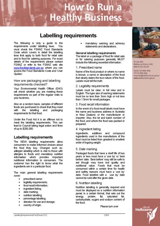 picture_Food Labelling Pdf 133985 | Labelling Requirements
