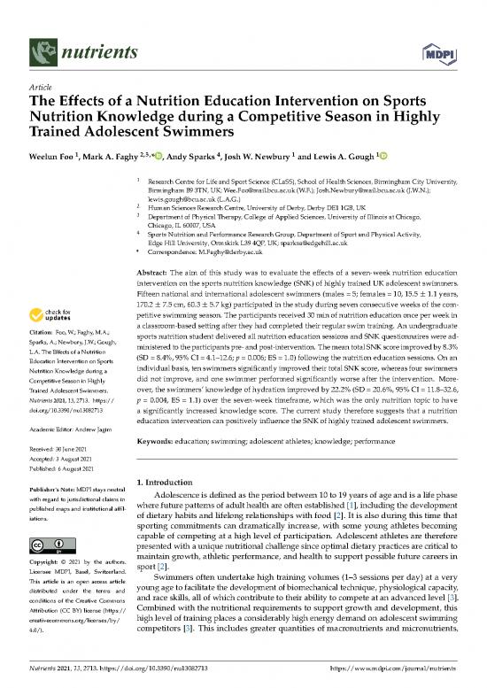 picture Nutrition For Swimmers Pdf 135428 | Nutrients 13 02713