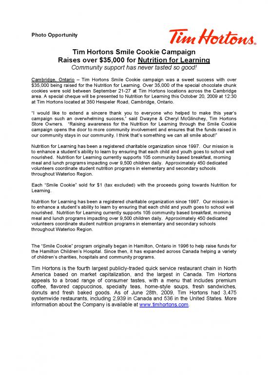 picture_Community Nutrition Pdf 134142 | October 2009 Smile Cookie Campaign